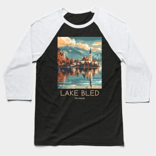 A Vintage Travel Illustration of Lake Bled - Slovenia Baseball T-Shirt